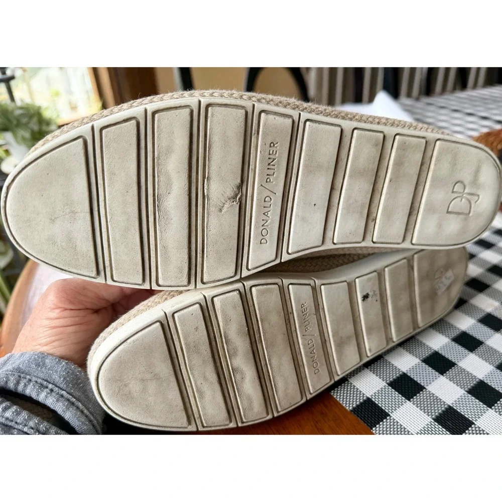 Donald Pliner Womens Tan Suede Basketweave Espadrille Slip On Sneakers Size 9.5